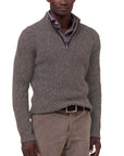 Fedeli - Flannel Melange 'Ande' Cable Knit Alpaca Wool Half Zip Sweater
