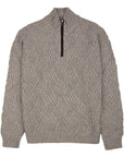 Fedeli - Flannel Melange 'Ande' Cable Knit Alpaca Wool Half Zip Sweater