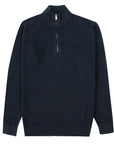 Fedeli - Midnight Blue Paul Giza Organic Cotton Quarter-Zip Sweater KNITWEAR FEDELI