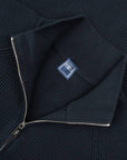 Fedeli - Midnight Blue Paul Giza Organic Cotton Quarter-Zip Sweater
