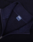 Fedeli - Midnight Blue 'Flavonio' Virgin Wool Half Zip Sweater