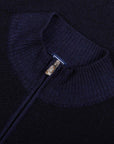 Fedeli - Midnight Blue 'Flavonio' Virgin Wool Half Zip Sweater