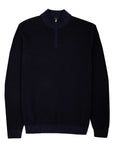 Fedeli - Midnight Blue 'Flavonio' Virgin Wool Half Zip Sweater