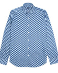 Fedeli - Navy Geometric Print Sean Panamino Cotton Long Sleeve Shirt L/S SHIRTS FEDELI