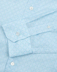 Fedeli - Light Blue Geometric Print Sean Panamino Cotton Long Sleeve Shirt L/S SHIRTS FEDELI
