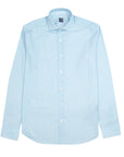 Fedeli - Light Blue Geometric Print Sean Panamino Cotton Long Sleeve Shirt L/S SHIRTS FEDELI