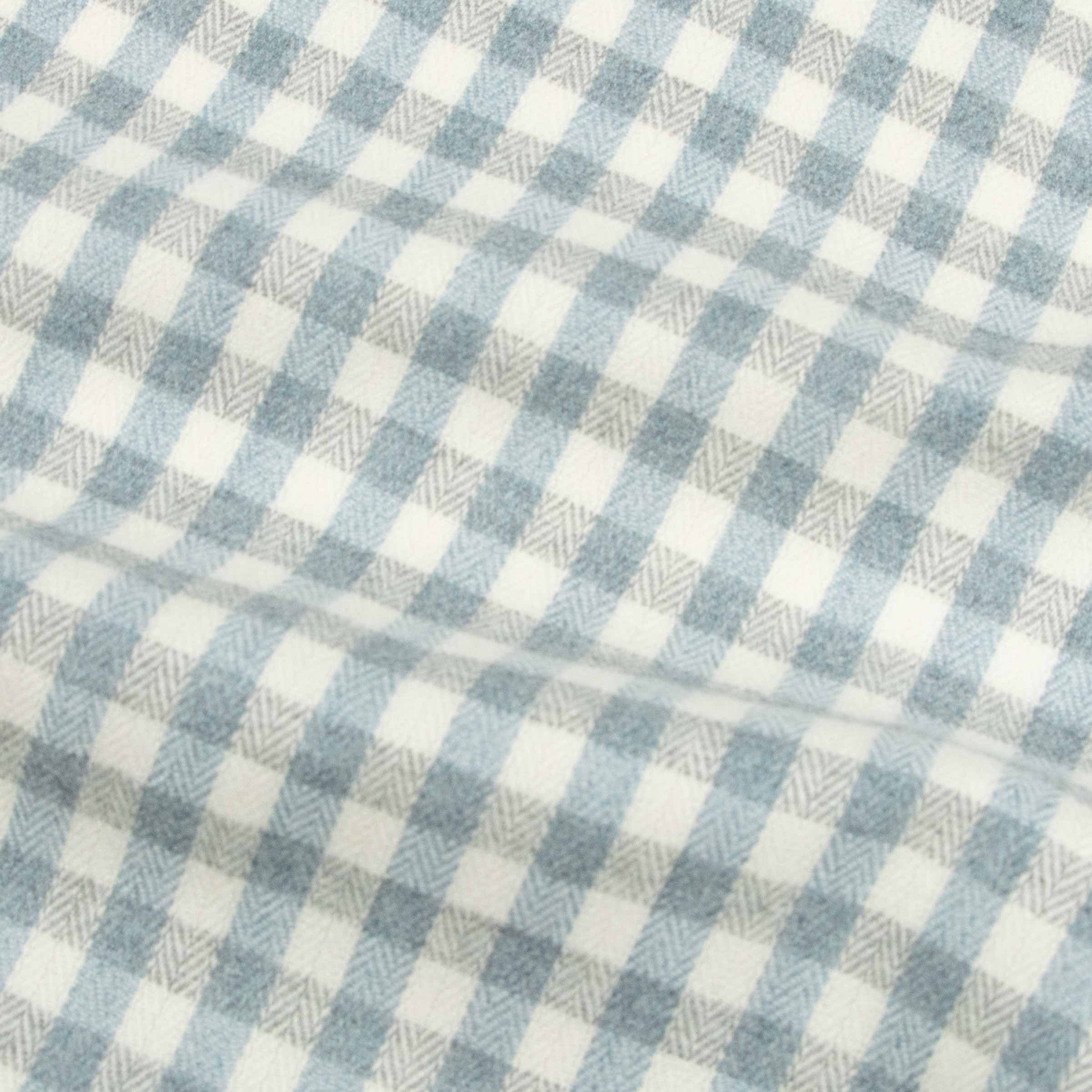 Fedeli - Light Blue & Grey Check 'Alberto' Slim Fit Brushed Cotton Long Sleeve Shirt L/S SHIRTS FEDELI