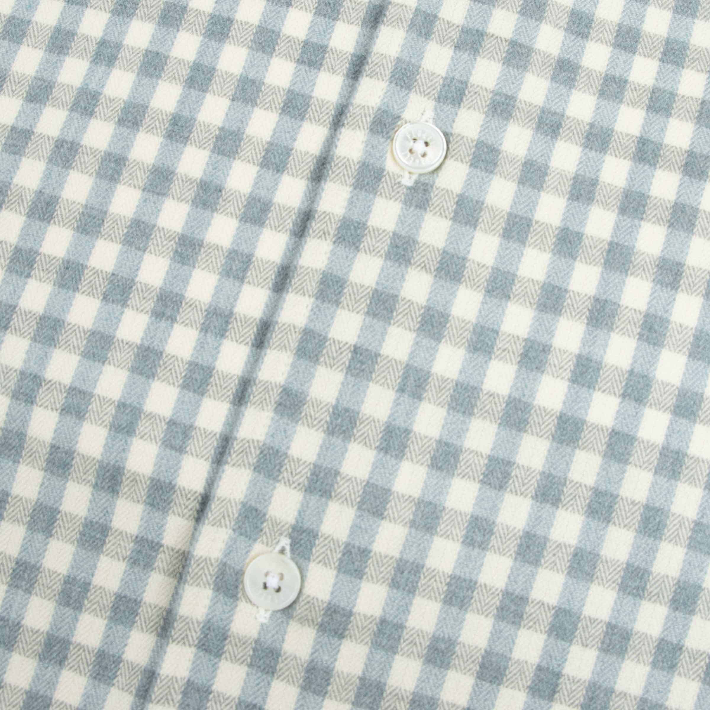 Fedeli - Light Blue & Grey Check 'Alberto' Slim Fit Brushed Cotton Long Sleeve Shirt L/S SHIRTS FEDELI