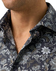 Eton - Navy Floral Signature Twill Slim Fit Shirt L/S SHIRTS Eton