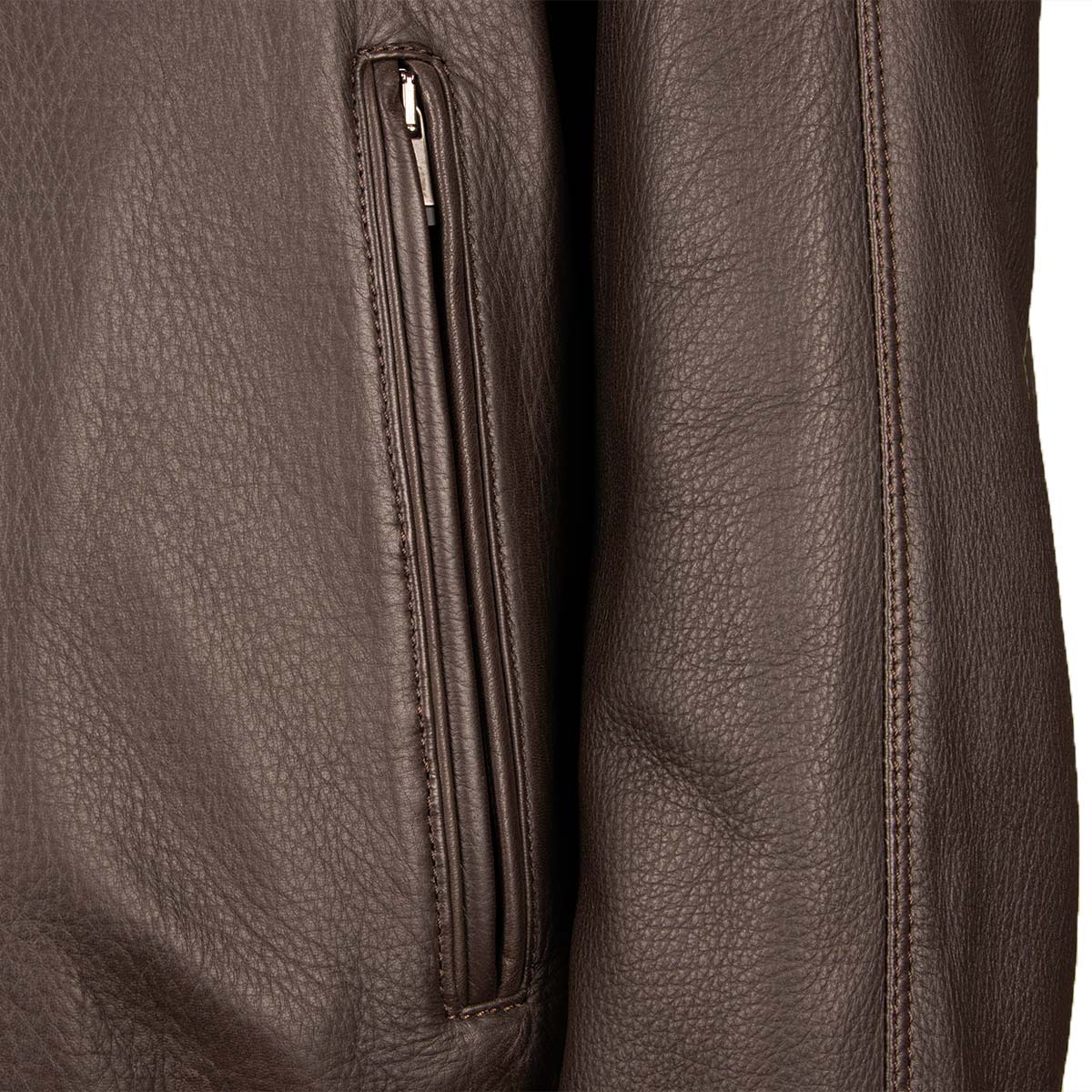 Robert Old - Dark Brown Bomber Style Deerskin Leather Jacket LEATHERS Robert Old