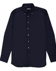Dark Navy Italian Twill Brushed Cotton Long Sleeve Shirt
