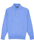 Robert Old - Isfahan Blue Balvenie 3 Button 4ply Cashmere Polo Sweater CASHMERE Robert Old