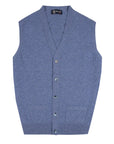 Robert Old - Lapis Blue Beaulieu Cashmere Sleeveless Cardigan CASHMERE Robert Old