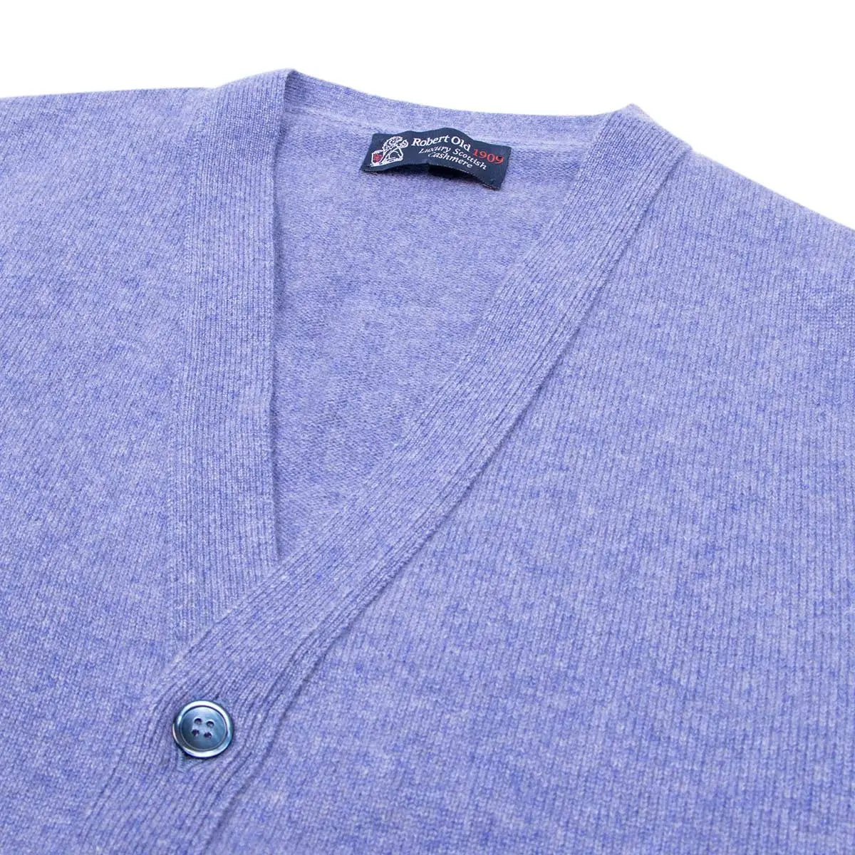 Robert Old - Lapis Blue Mallaig 4ply Cashmere Cardigan CASHMERE Robert Old
