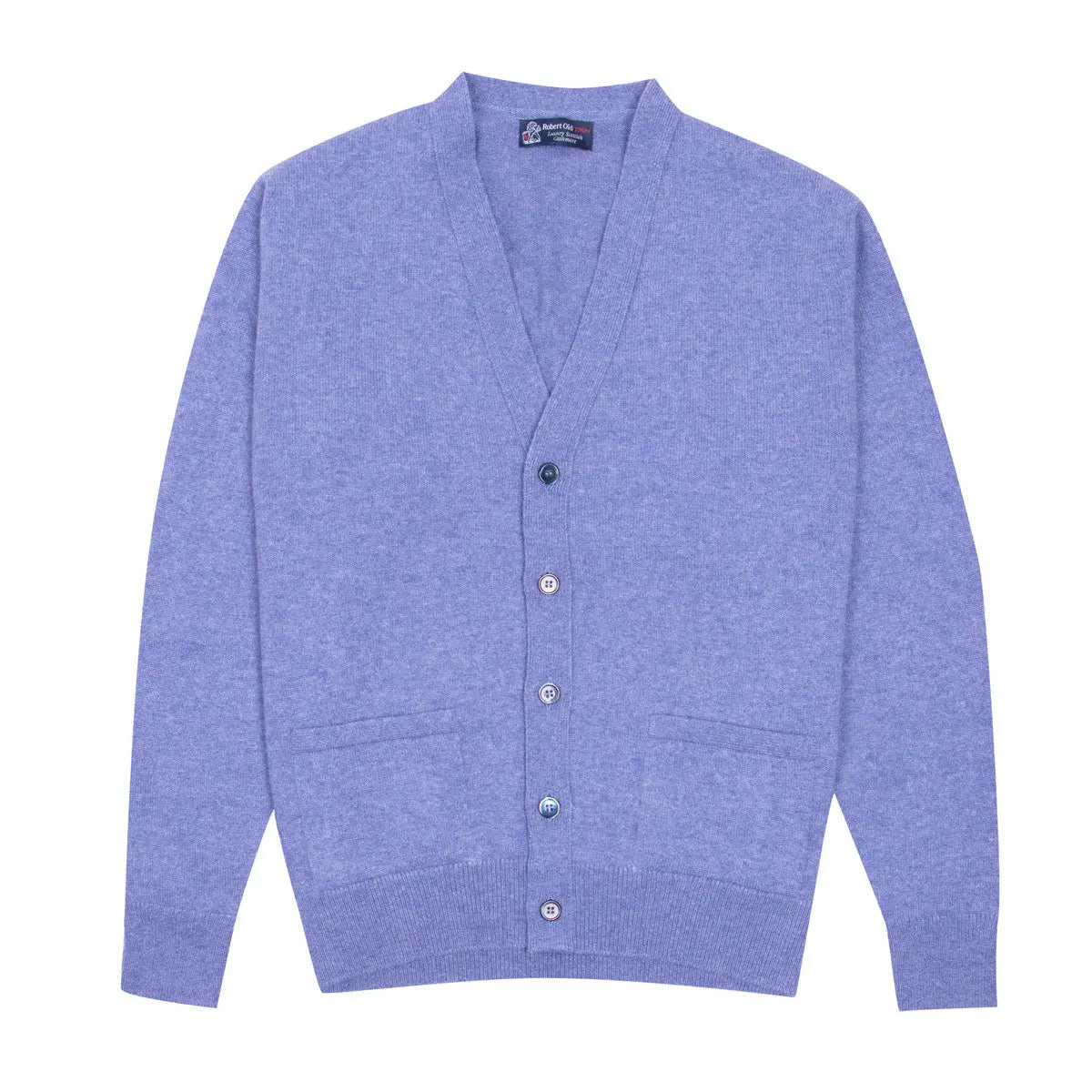 Robert Old - Lapis Blue Mallaig 4ply Cashmere Cardigan CASHMERE Robert Old