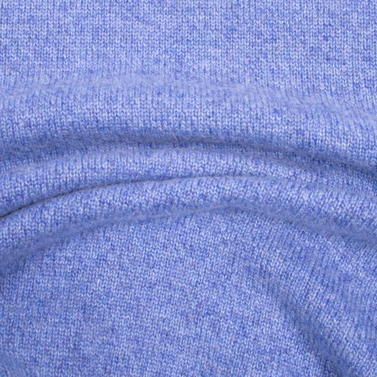 Robert Old - Blue Melange Balvenie 3 Button 4ply Cashmere Polo Sweater CASHMERE Robert Old