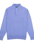 Robert Old - Blue Melange Balvenie 3 Button 4ply Cashmere Polo Sweater CASHMERE Robert Old
