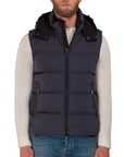 Moorer - Navy Blue 'Fire' Down Padded Gilet BLOUSONS MooRER