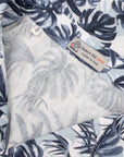 Robert Old - Navy Palm Print Linen-Mix Resort Shirt S/S SHIRTS Robert Old