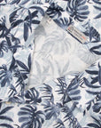 Robert Old - Navy Palm Print Linen-Mix Resort Shirt S/S SHIRTS Robert Old