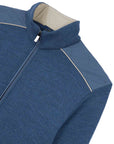 Paul & Shark - Blue Soft Cool Touch with Typhoon® Details Wool zip-Up Sweater KNITWEAR Paul & Shark