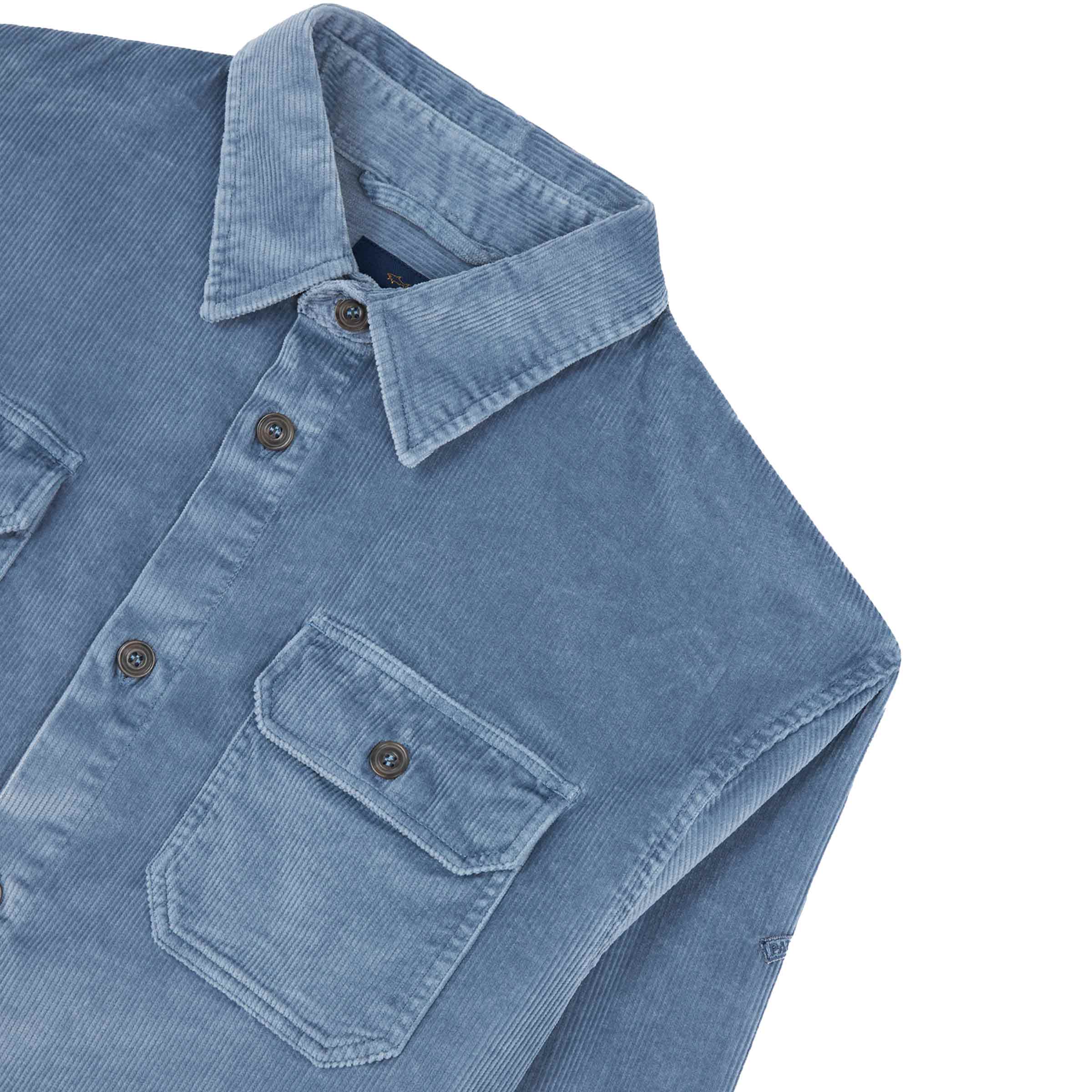 Paul and Shark - Flint Blue Velvet Cordurory Overshirt L/S SHIRTS Paul & Shark