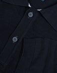 Paul & Shark - Navy Textured Knitted Polo Shirt