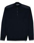 Paul & Shark - Navy Piuma Zip Neck Giza Cotton Sweater KNITWEAR Paul & Shark
