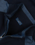 Paul & Shark - Navy with Denim Quarter-Zip Cotton Sweater KNITWEAR Paul & Shark