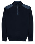 Paul & Shark - Navy with Denim Quarter-Zip Cotton Sweater KNITWEAR Paul & Shark