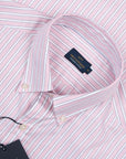 Paul & Shark - Pink & White Striped Oxford Cotton Long Sleeve Shirt L/S SHIRTS Paul & Shark