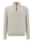 Paul & Shark - Silver Grey Wool and Cashmere Half-Zip Sweater