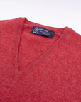 Robert Old - Poppy Melange Chatsworth 2ply V-Neck Cashmere Sweater CASHMERE Robert Old