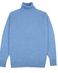 Robert Old - Suez Blue Portree 4ply Roll Neck Cashmere Sweater CASHMERE Robert Old