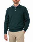 Robert Old - Bottle Green Balvenie 3 Button 4ply Cashmere Polo Sweater CASHMERE Robert Old