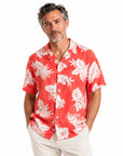 Robert Old - Red Floral Print 100% Linen Resort Shirt S/S SHIRTS Robert Old