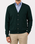 Bottle Green Mallaig 4ply Cashmere Cardigan CASHMERE Robert Old