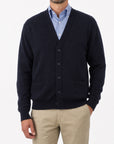 Dark Navy Mallaig 4ply Cashmere Cardigan CASHMERE Robert Old