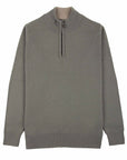 Der Bowmore Kaschmirpullover mit 1/4-Reißverschluss am Hals - Flanell / Marineblau