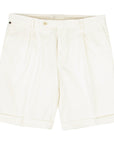 Robert Old - Off White Cotton Linen Stretch Pleat Chino Shorts SHORTS Robert Old