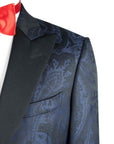 Robert Old - Royal Blue & Black Paisley Wool & Silk Jacquard Tuxedo Jacket JACKETS Robert Old