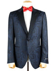 Robert Old - Royal Blue & Black Paisley Wool & Silk Jacquard Tuxedo Jacket JACKETS Robert Old