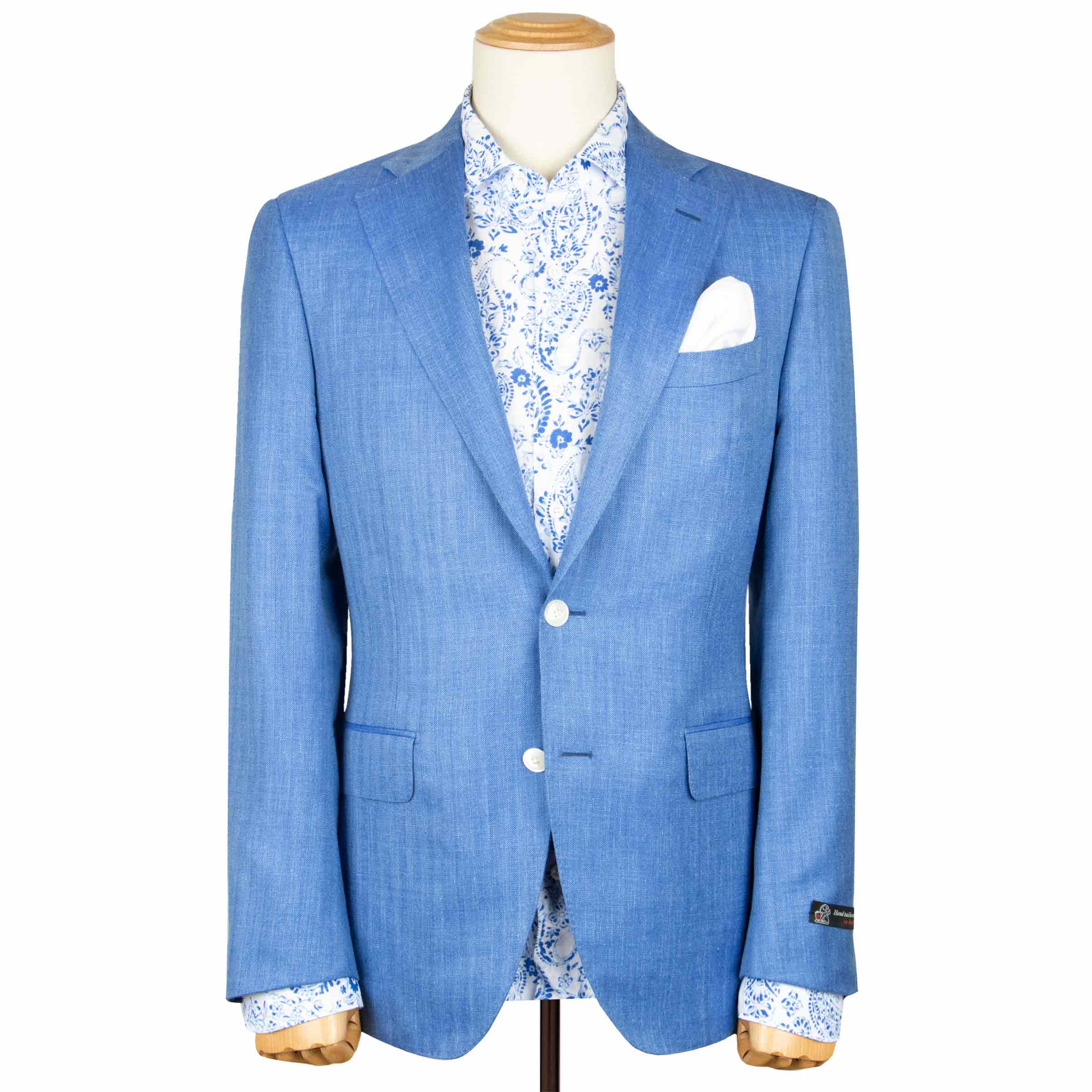 Blue Wool, Silk, & Linen Herringbone Jacket – Robert Old & Co