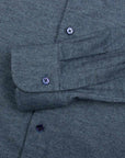 Denim Blue Birdseye Knit Italian Brushed Cotton Long Sleeve Shirt