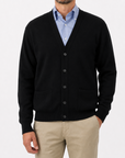 Robert Old - Black Mallaig 4ply Cashmere Cardigan CASHMERE Robert Old