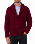 Robert Old - Claret Red Colonial 8ply Cashmere Shawl Cardigan CASHMERE Robert Old