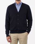 Robert Old - Dark Navy Mallaig 4ply Cashmere Cardigan CASHMERE Robert Old