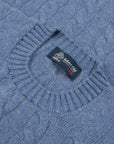 Robert Old - Lapis Blue Rothesay 4ply Cable Crew Cashmere Sweater CASHMERE Robert Old