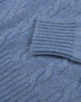 Robert Old - Lapis Blue Rothesay 4ply Cable Crew Cashmere Sweater CASHMERE Robert Old
