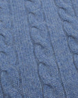 Robert Old - Lapis Blue Rothesay 4ply Cable Crew Cashmere Sweater CASHMERE Robert Old